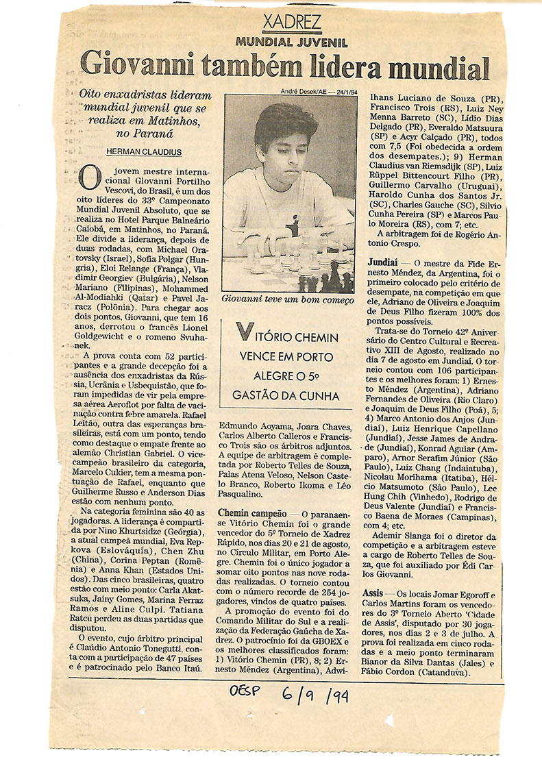 1972: Mequinho ganha título de Grande Mestre Internacional de xadrez -  13/01/2022 - Banco de Dados - Folha
